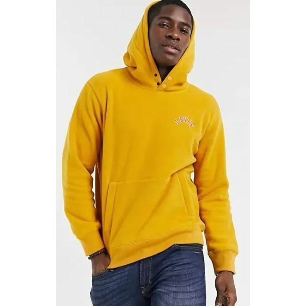 Men's Levi's Logo Polar Fleece Hoodie Sweatshirt Golden Yellow New with Tags M